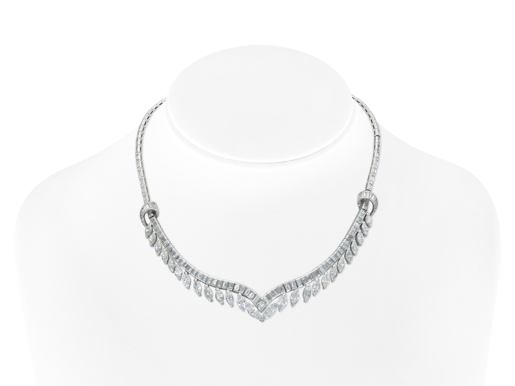 Vintage 1950s 20.00 Carat Multi-Cut Diamond Necklace