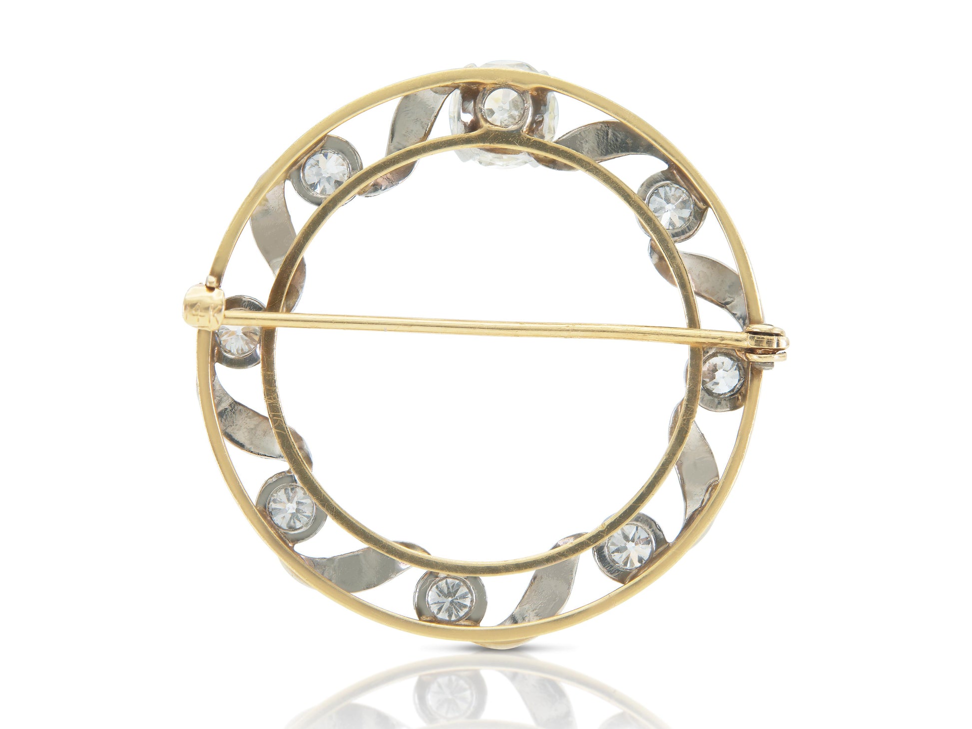Antique Edwardian 1900s 1.70 Carat Diamond Circle Brooch