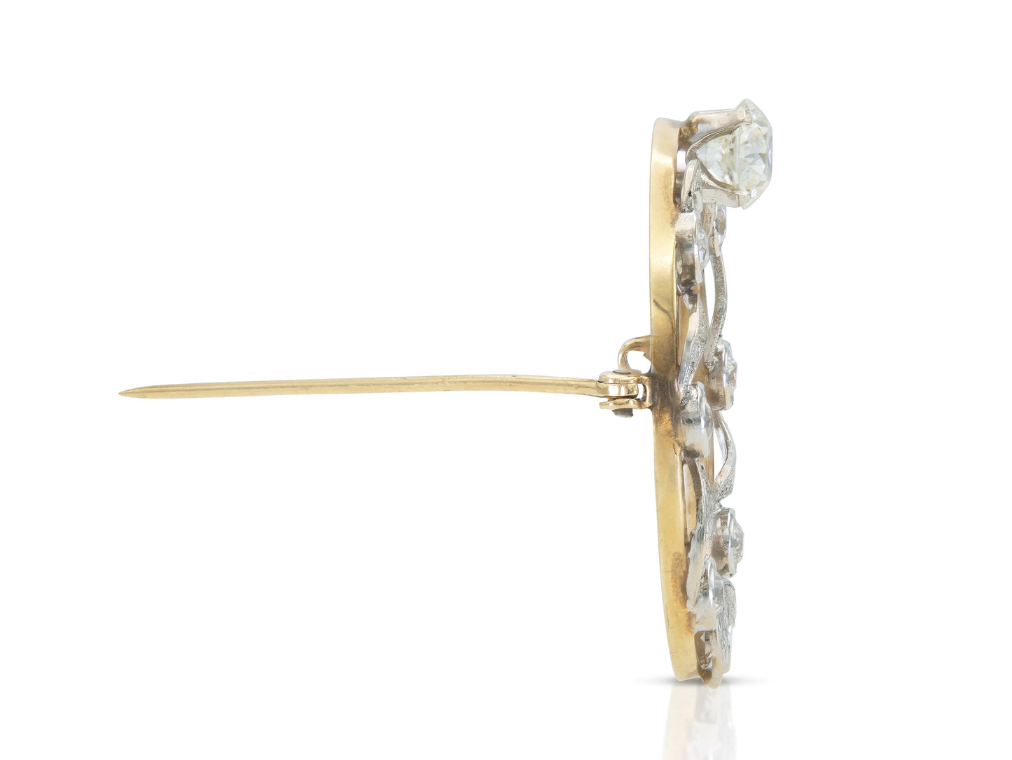 Antique Edwardian 1900s 1.70 Carat Diamond Circle Brooch