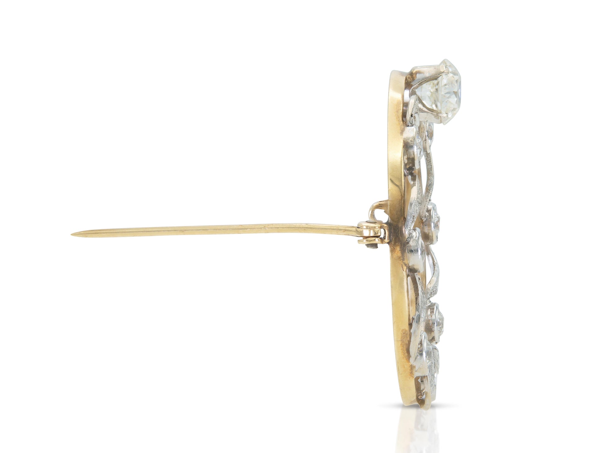 Antique Edwardian 1900s 1.70 Carat Diamond Circle Brooch