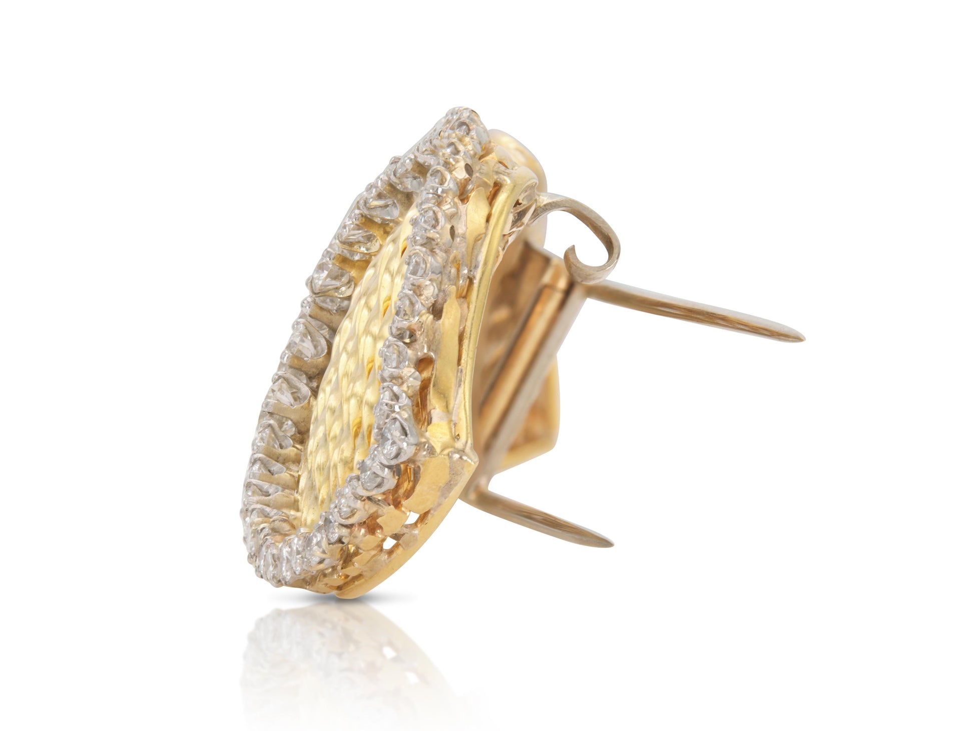 Vintage 1970s Gold and 5.00 Carat Diamond Brooch