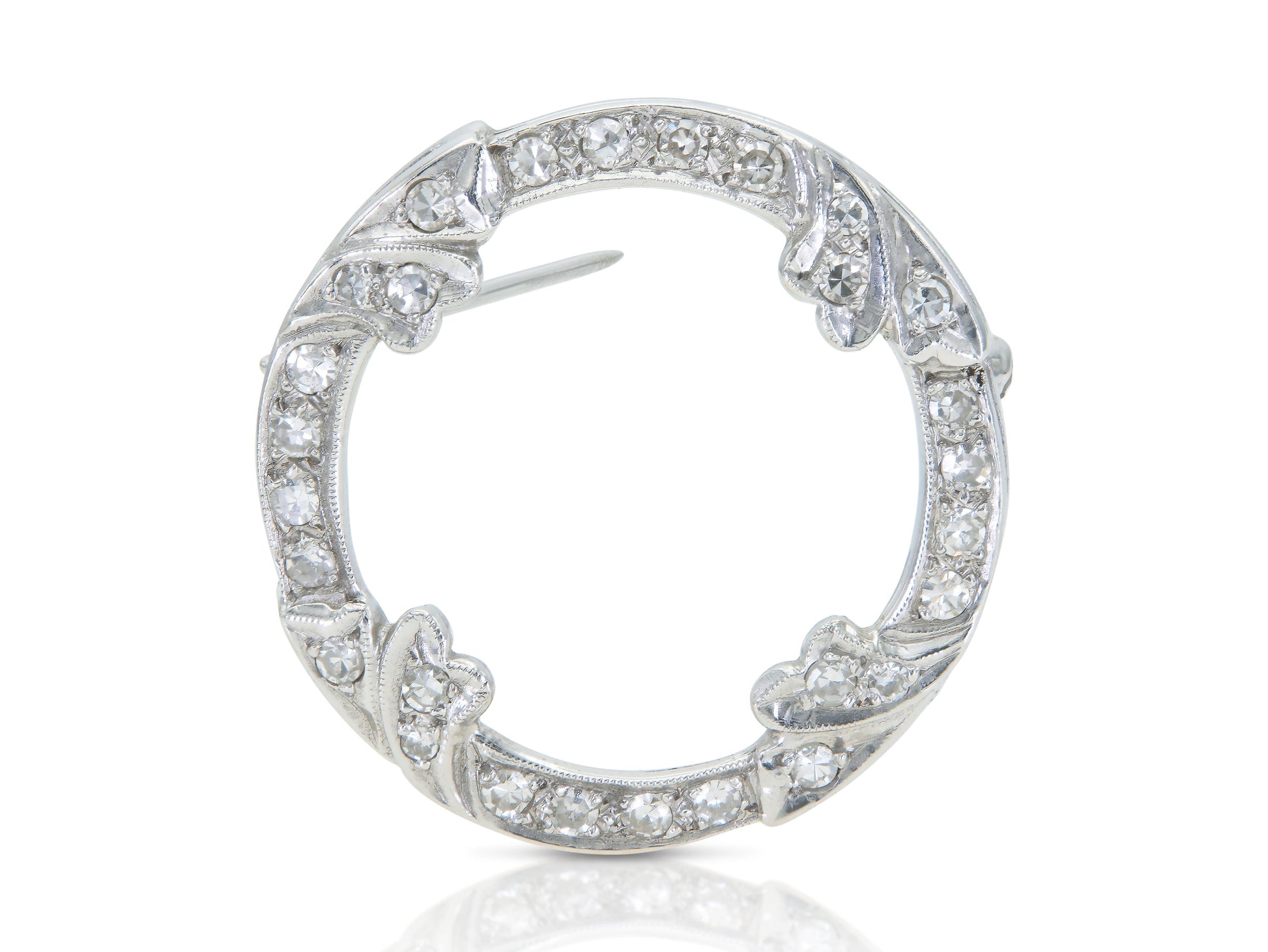 Vintage 1950s 1.20 Carat Diamond Circle Brooch