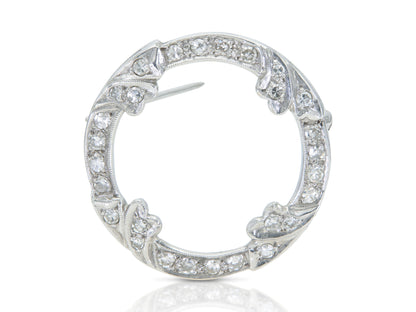 Vintage 1950s 1.20 Carat Diamond Circle Brooch