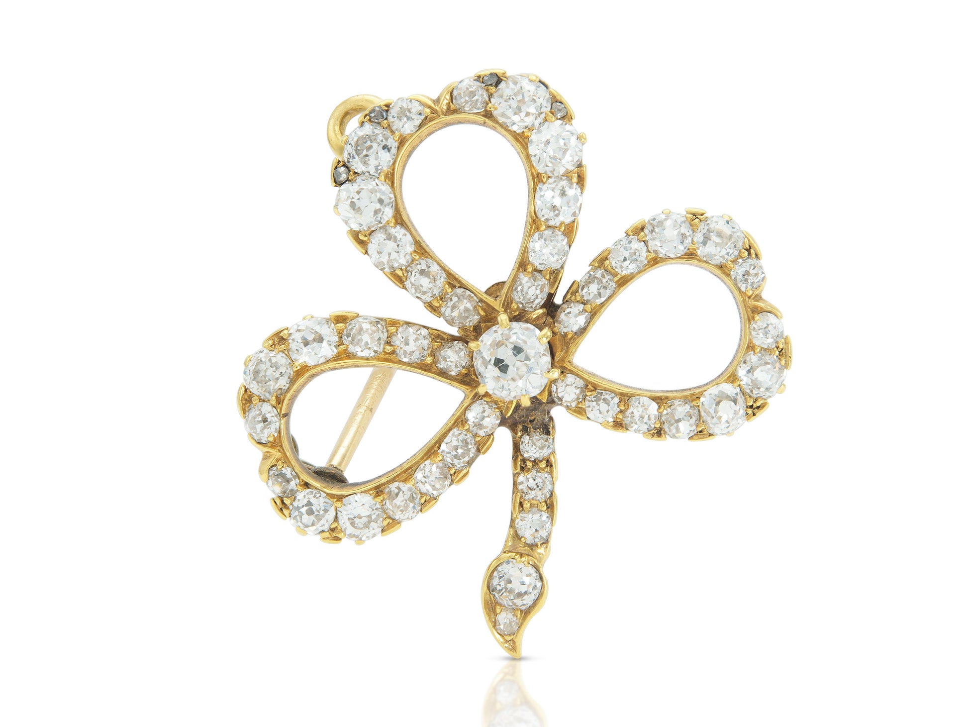Antique Victorian 4.50 Carat Diamond Clover Brooch Pendant