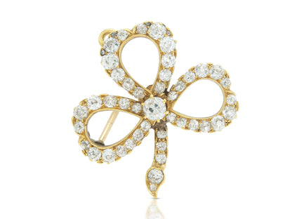 Antique Victorian 4.50 Carat Diamond Clover Brooch Pendant