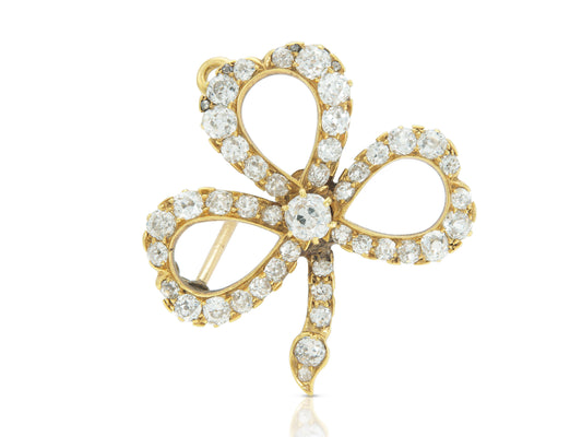 Antique Victorian 4.50 Carat Diamond Clover Brooch Pendant