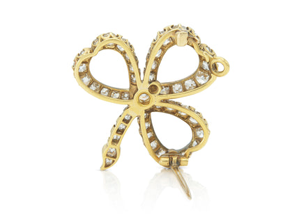Antique Victorian 4.50 Carat Diamond Clover Brooch Pendant