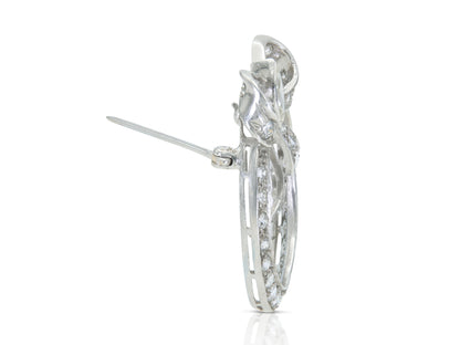 Vintage 1940s Retro 3.00 Carat Diamond Circle Bow Brooch