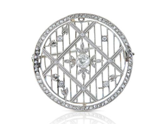 Antique Edwardian 1900s 1.50 Carat Diamond Circle Brooch