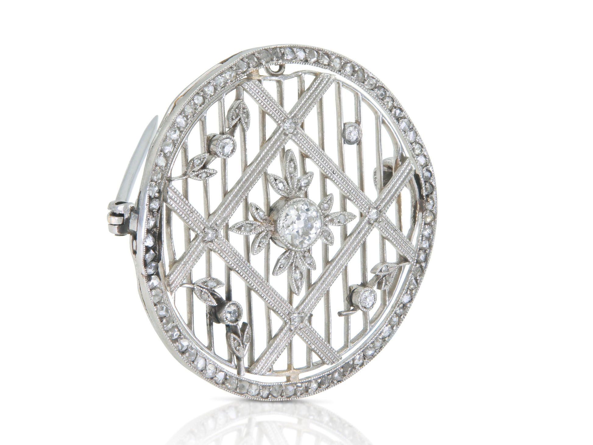 Antique Edwardian 1900s 1.50 Carat Diamond Circle Brooch