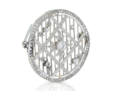 Antique Edwardian 1900s 1.50 Carat Diamond Circle Brooch