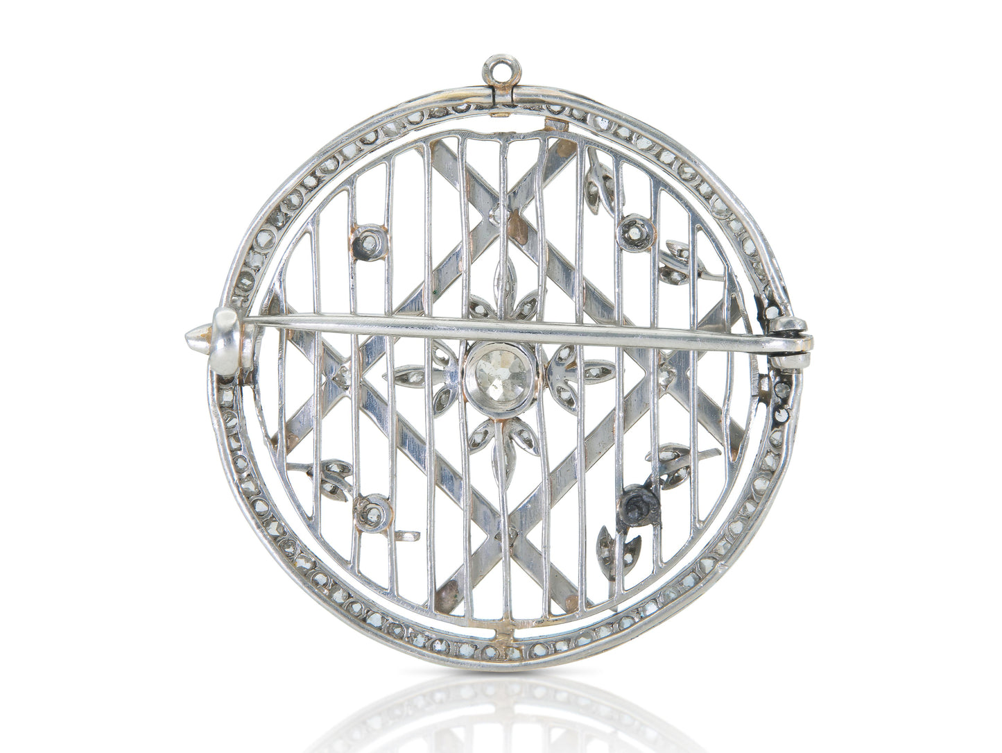 Antique Edwardian 1900s 1.50 Carat Diamond Circle Brooch