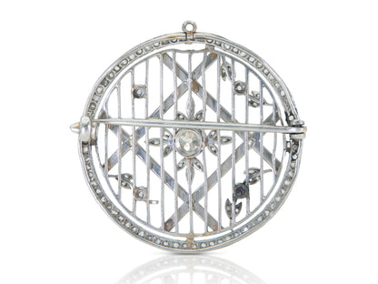 Antique Edwardian 1900s 1.50 Carat Diamond Circle Brooch