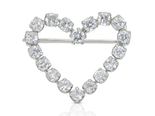 1.10 Carat Diamond Heart Brooch