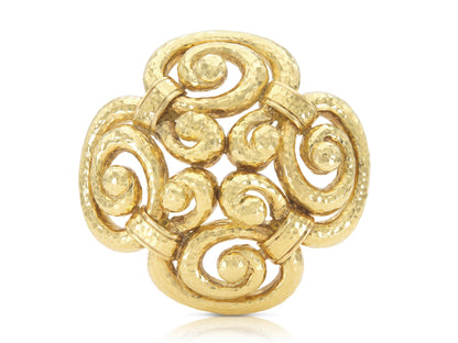 Vintage 1960s David Webb Hammered Gold Swirls Brooch
