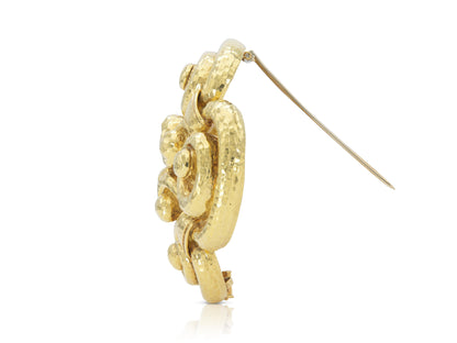 Vintage 1960s David Webb Hammered Gold Swirls Brooch