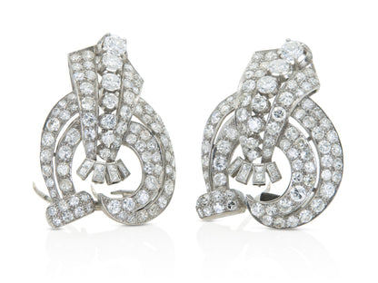 Antique Art Deco 1930s 16.50 Carat Diamond Double Clip Brooch