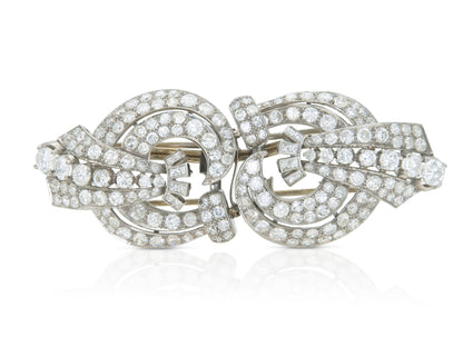 Antique Art Deco 1930s 16.50 Carat Diamond Double Clip Brooch