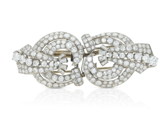 Antique Art Deco 1930s 16.50 Carat Diamond Double Clip Brooch