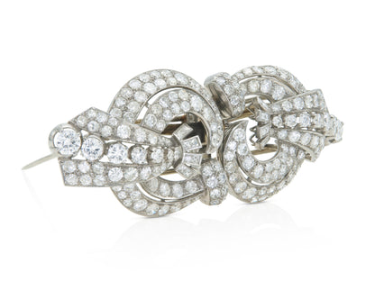 Antique Art Deco 1930s 16.50 Carat Diamond Double Clip Brooch