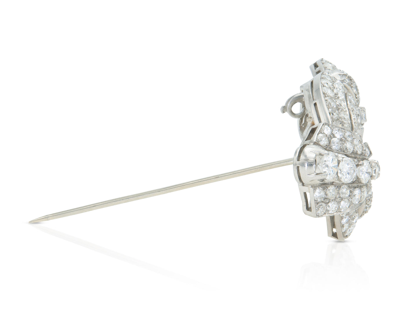 Antique Art Deco 1930s 16.50 Carat Diamond Double Clip Brooch