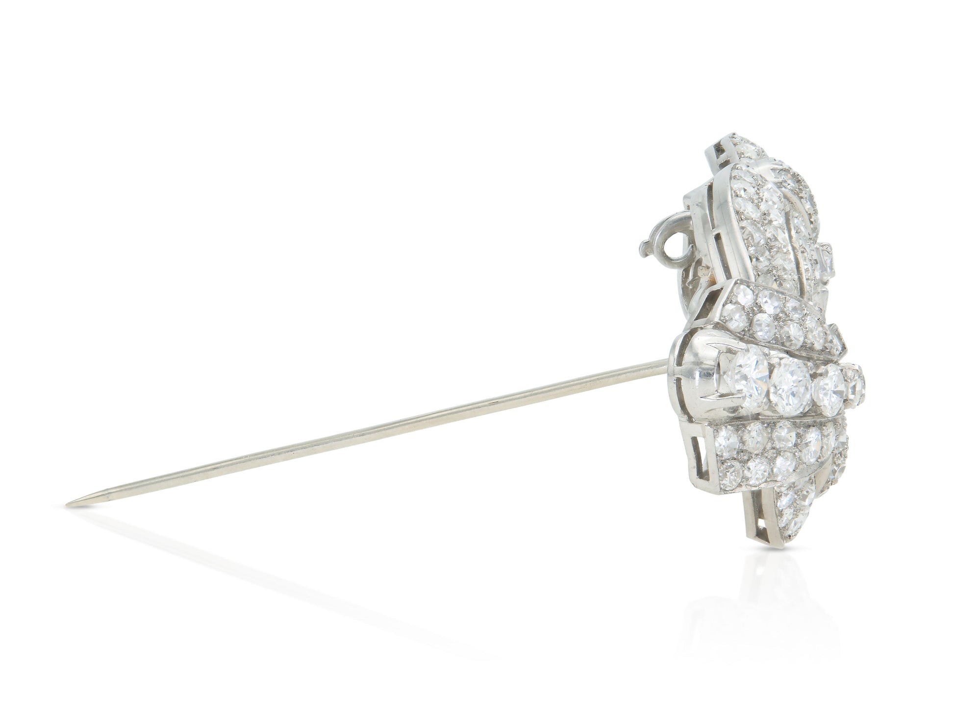 Antique Art Deco 1930s 16.50 Carat Diamond Double Clip Brooch