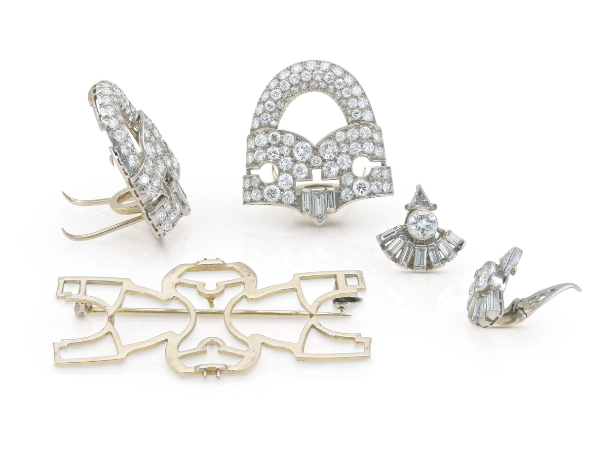Antique Art Deco 1930s 10.00 Carat Diamond Brooch