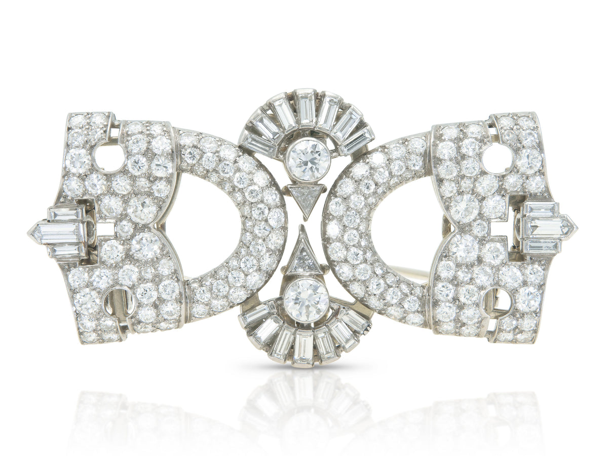 Antique Art Deco 1930s 10.00 Carat Diamond Brooch