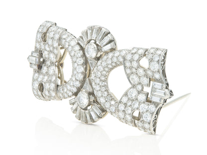 Antique Art Deco 1930s 10.00 Carat Diamond Brooch