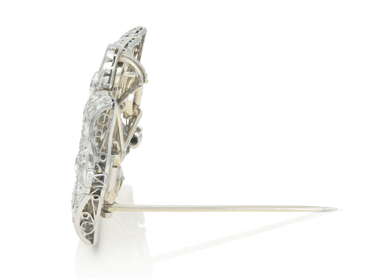 Antique Art Deco 1930s 10.00 Carat Diamond Brooch