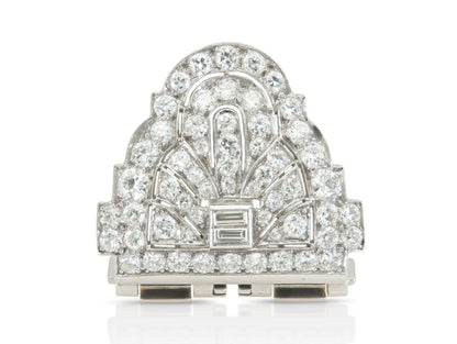 Antique Art Deco 1930s 5.00 Carat Diamond Lapel Clip