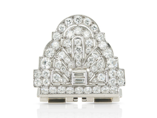 Antique Art Deco 1930s 5.00 Carat Diamond Lapel Clip