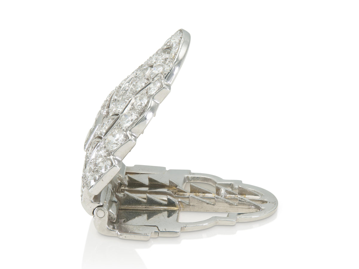 Antique Art Deco 1930s 5.00 Carat Diamond Lapel Clip