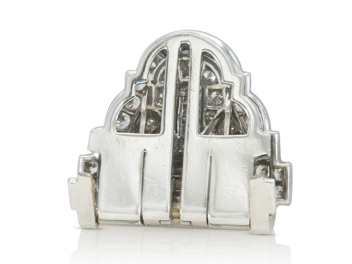 Antique Art Deco 1930s 5.00 Carat Diamond Lapel Clip