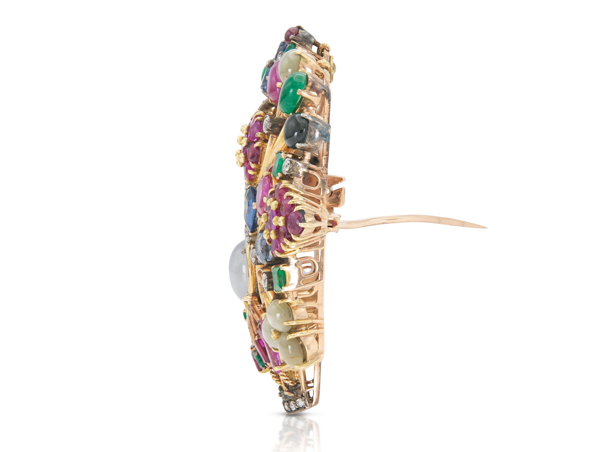 Vintage 1940s Retro Multi-Gem Flower Bouquet Brooch