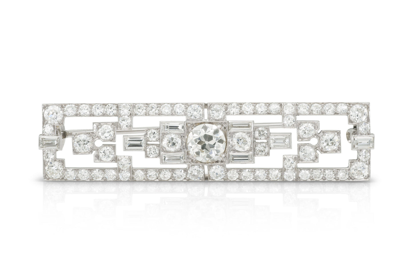 Antique Art Deco 1930s 6.50 Carat Diamond Brooch