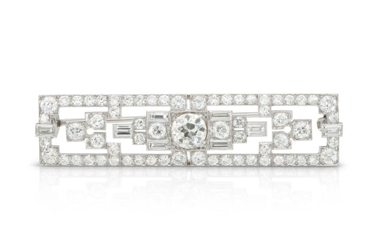 Antique Art Deco 1930s 6.50 Carat Diamond Brooch