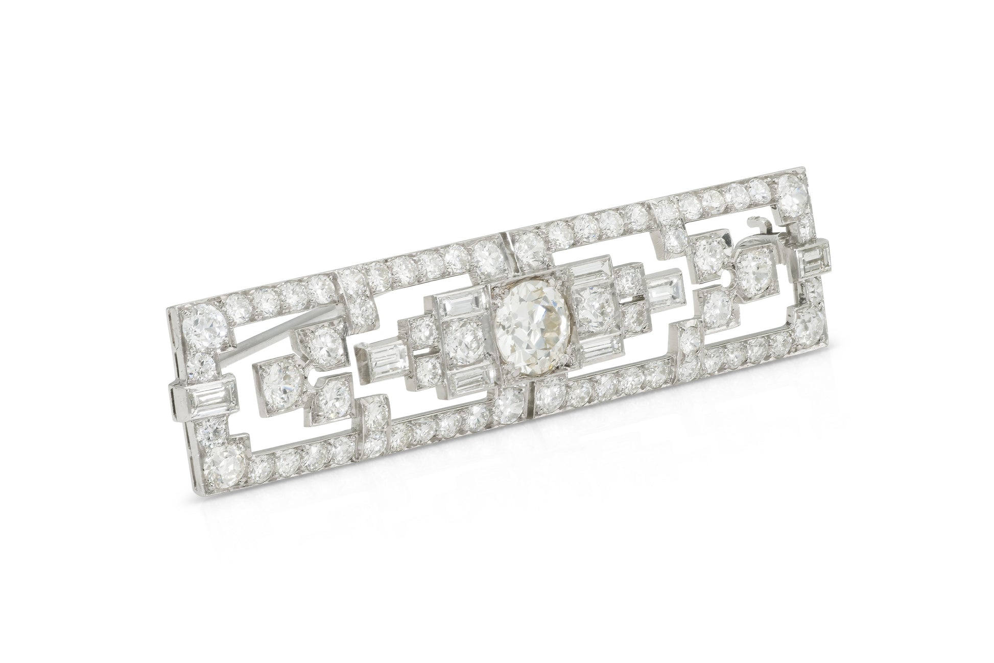 Antique Art Deco 1930s 6.50 Carat Diamond Brooch