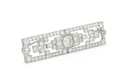 Antique Art Deco 1930s 6.50 Carat Diamond Brooch