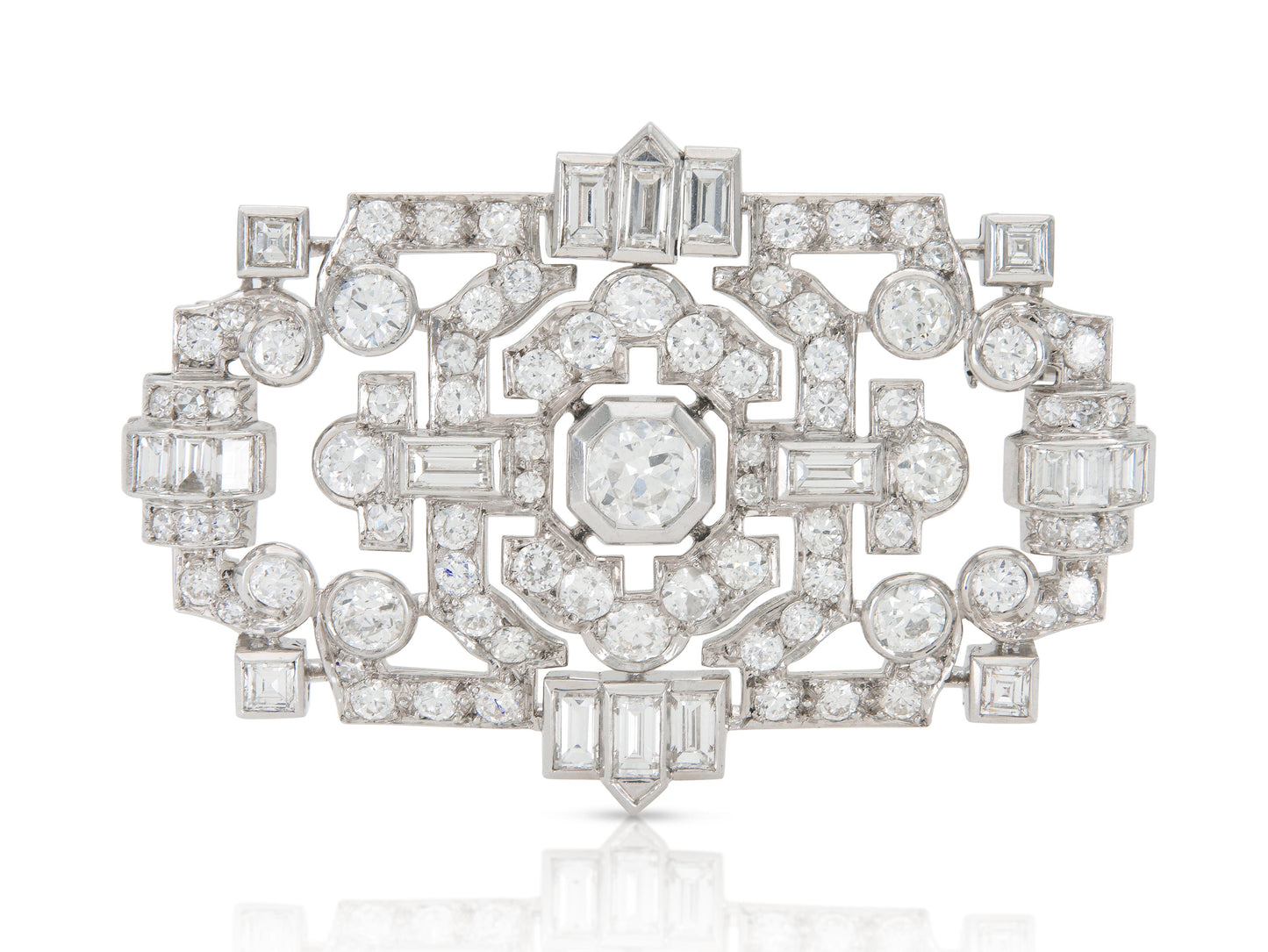 Antique Art Deco 1920s 8.50 Carat Diamond Openwork Brooch