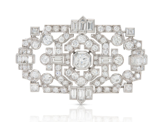 Antique Art Deco 1920s 8.50 Carat Diamond Openwork Brooch