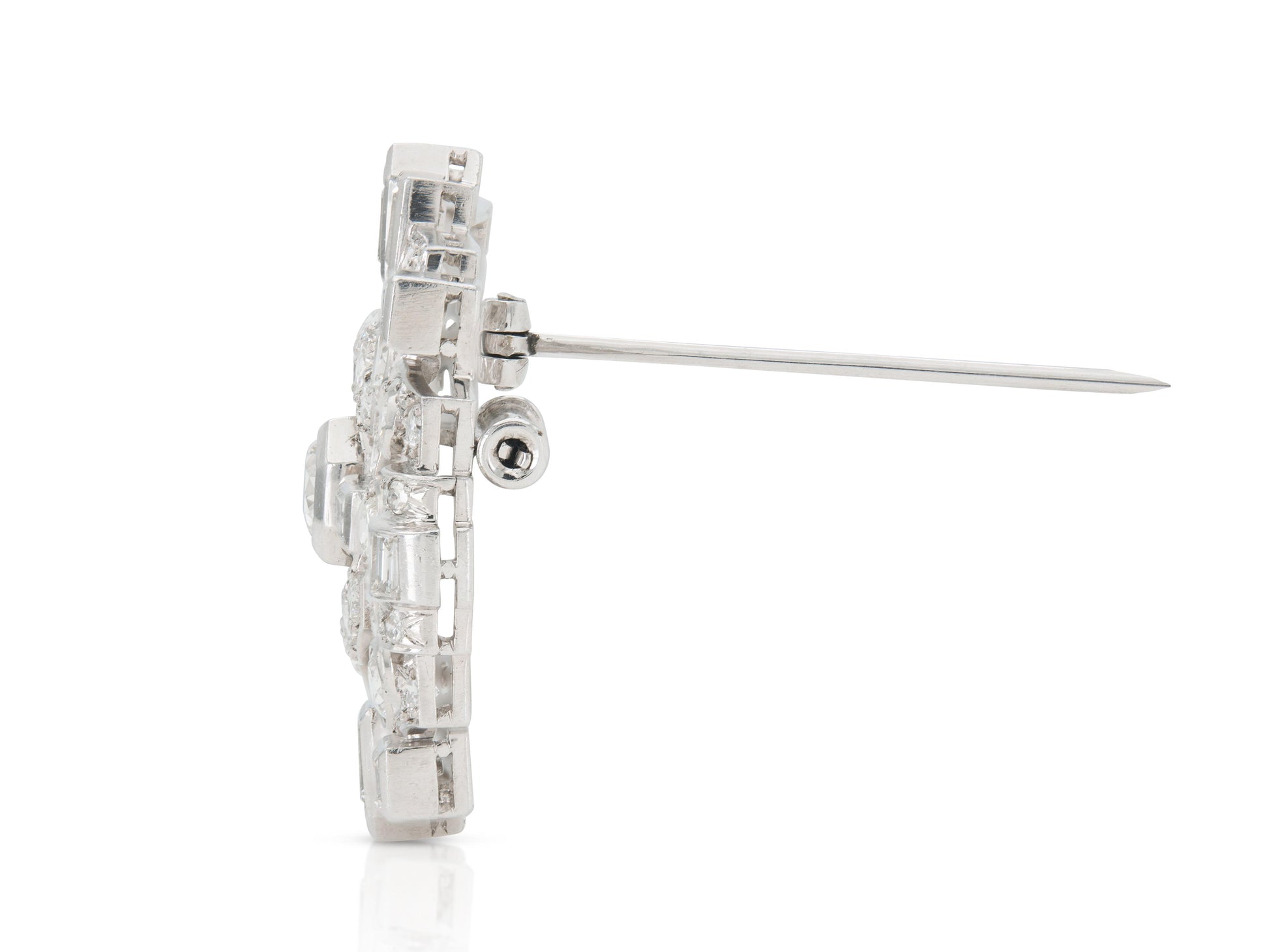 Antique Art Deco 1920s 8.50 Carat Diamond Openwork Brooch