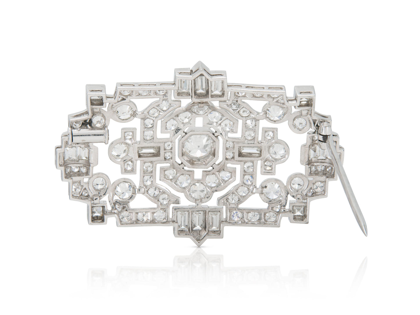 Antique Art Deco 1920s 8.50 Carat Diamond Openwork Brooch