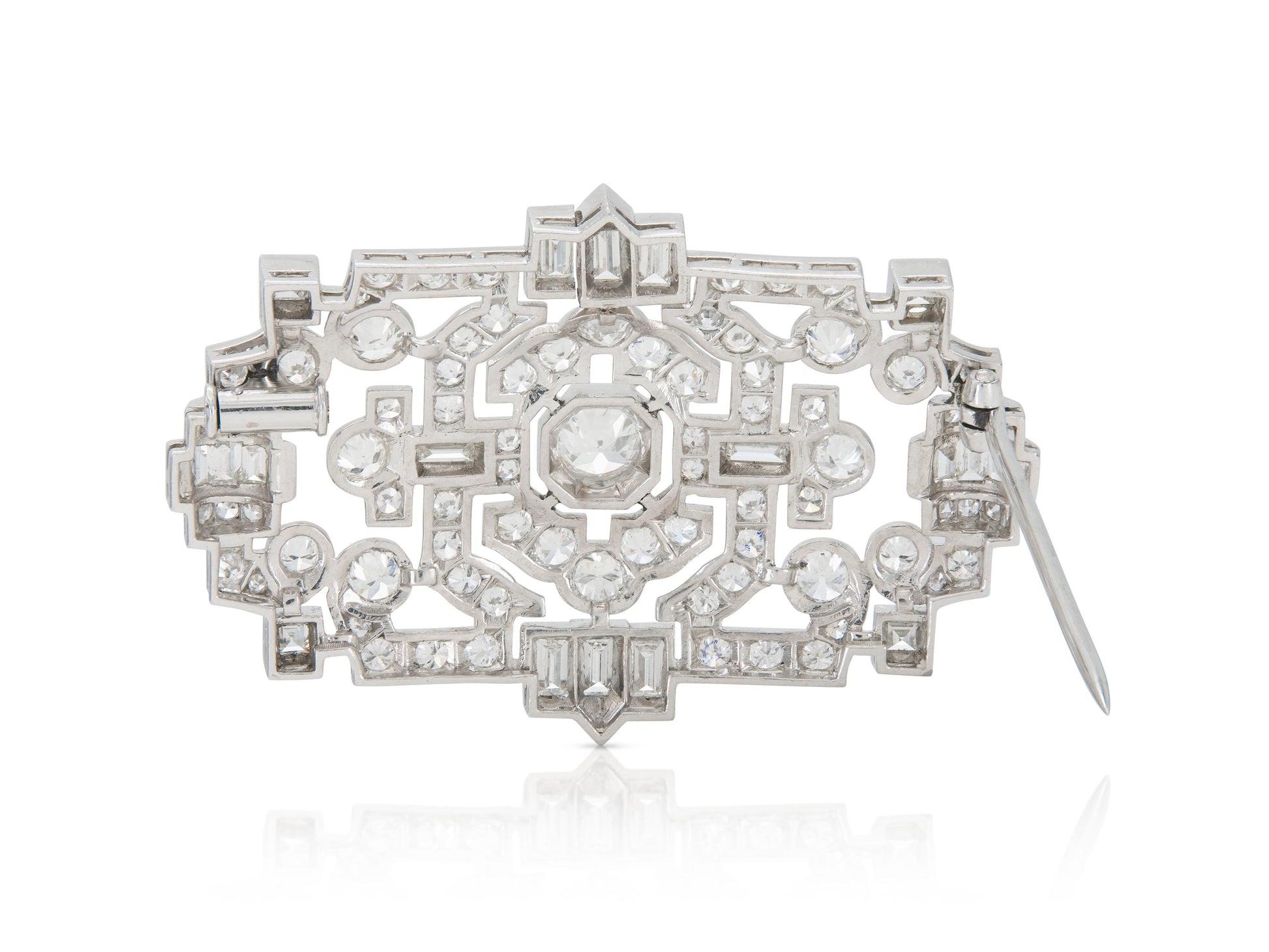 Antique Art Deco 1920s 8.50 Carat Diamond Openwork Brooch