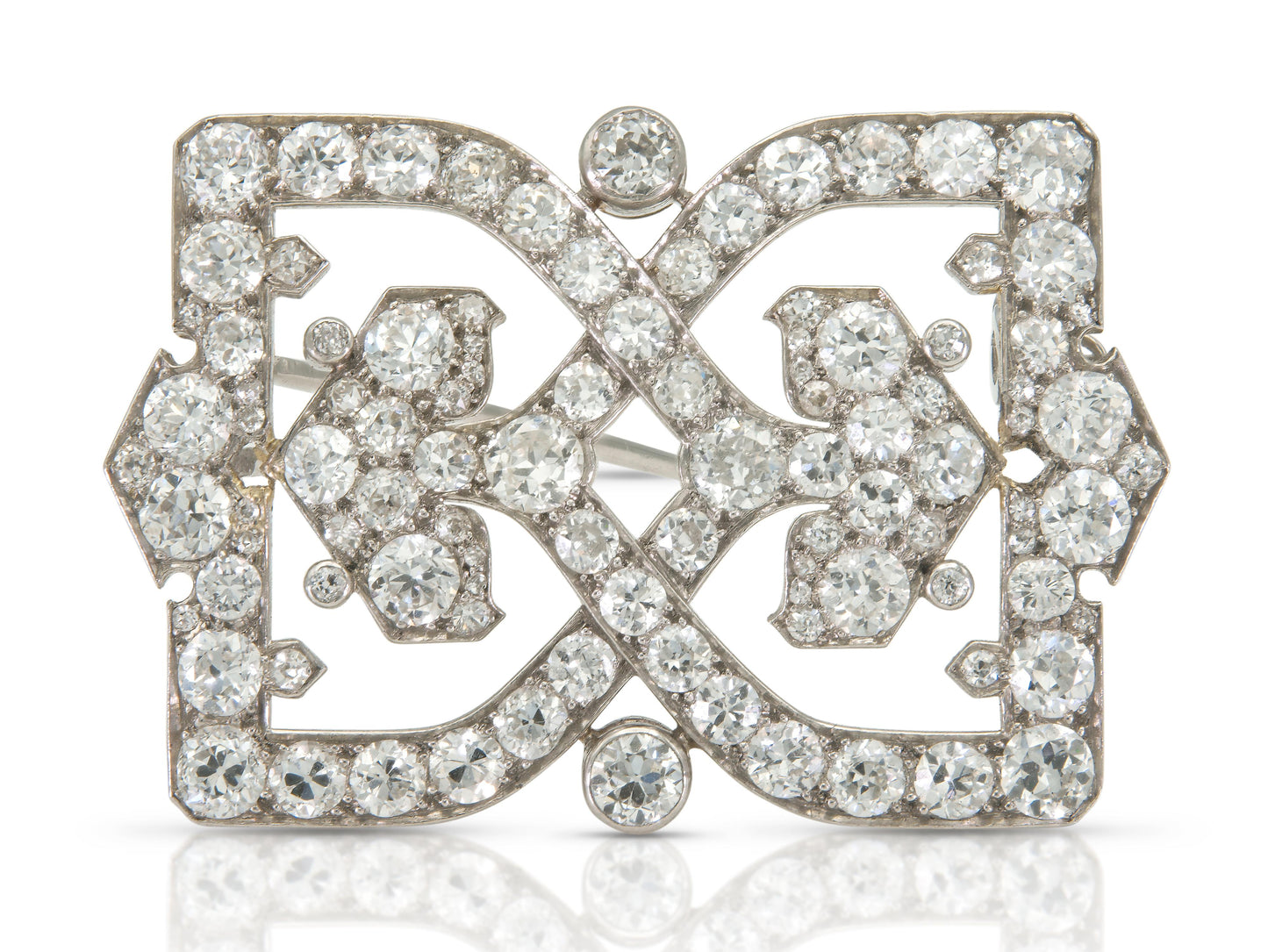 Antique Art Deco 1920s 7.50 Carat Diamond Openwork Brooch