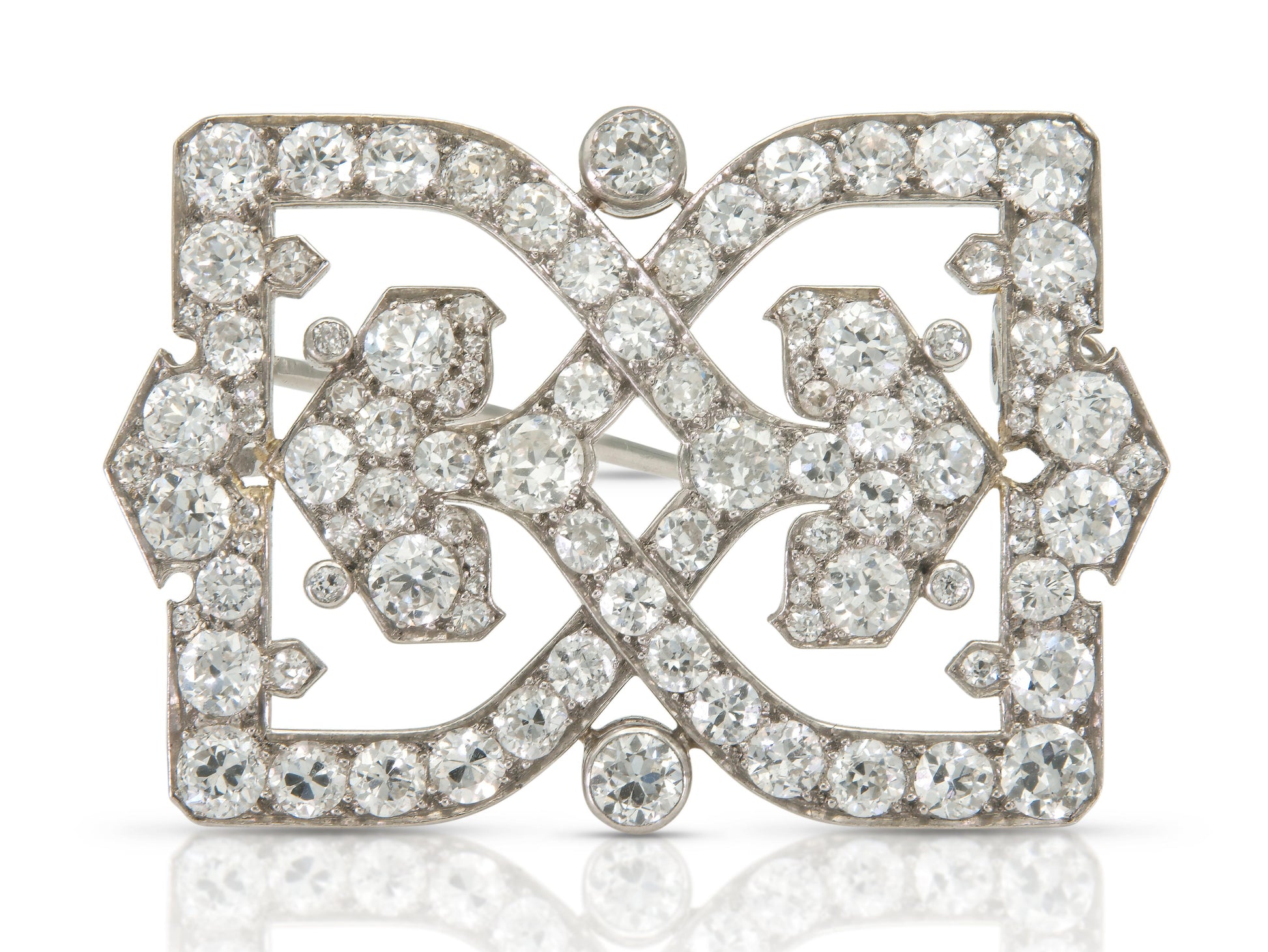 Antique Art Deco 1920s 7.50 Carat Diamond Openwork Brooch