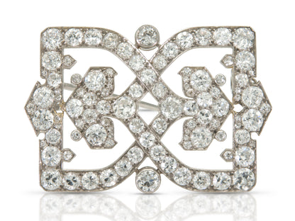 Antique Art Deco 1920s 7.50 Carat Diamond Openwork Brooch