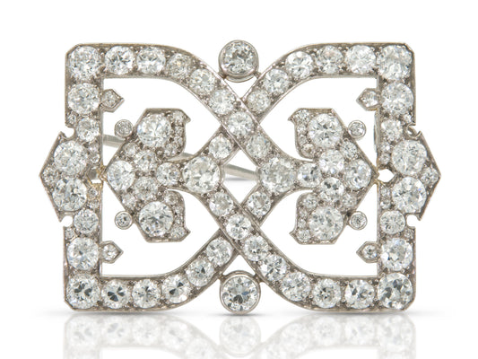 Antique Art Deco 1920s 7.50 Carat Diamond Openwork Brooch