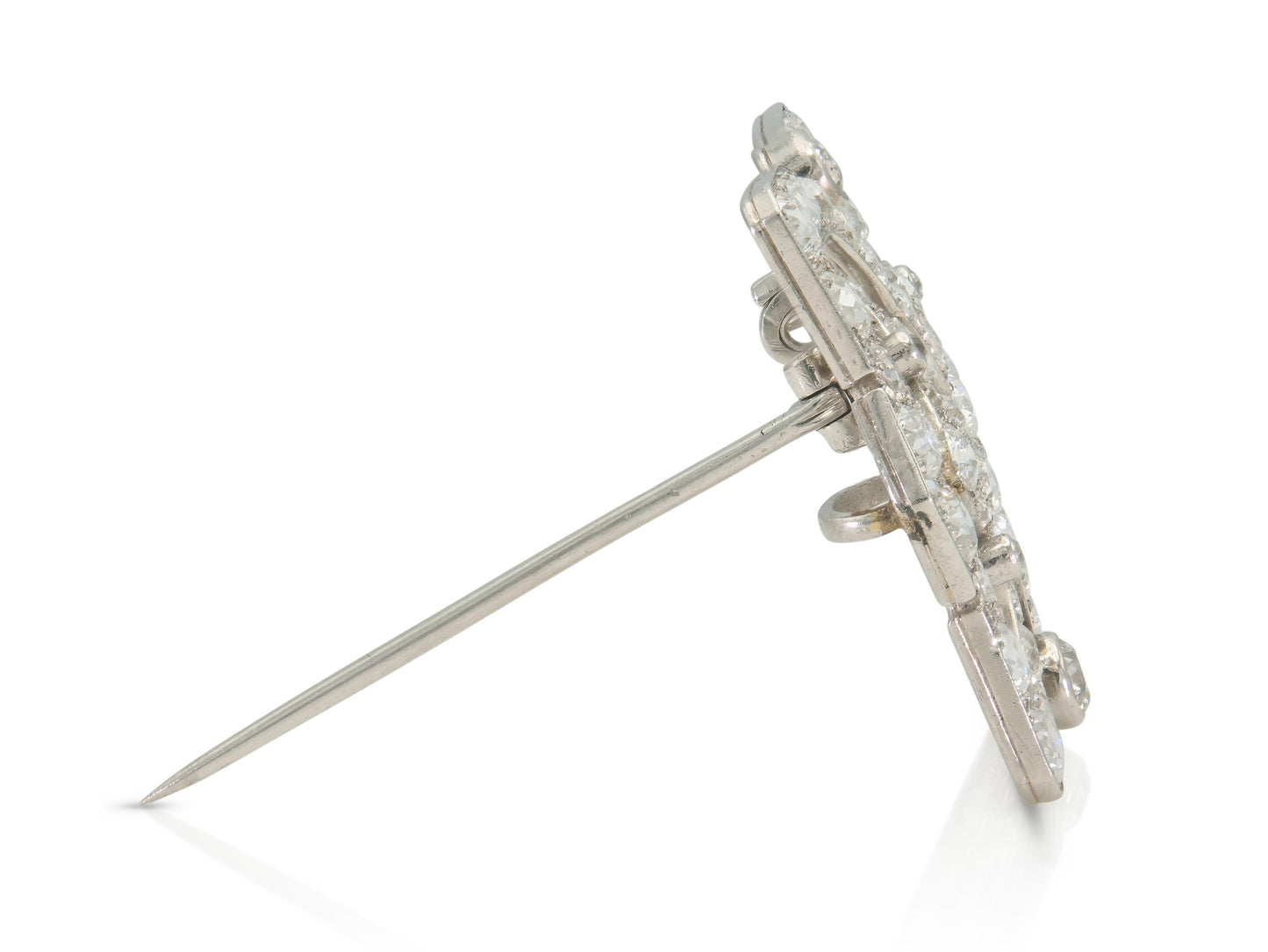 Antique Art Deco 1920s 7.50 Carat Diamond Openwork Brooch