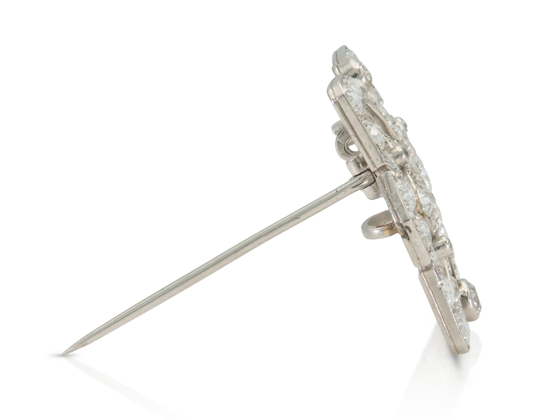 Antique Art Deco 1920s 7.50 Carat Diamond Openwork Brooch